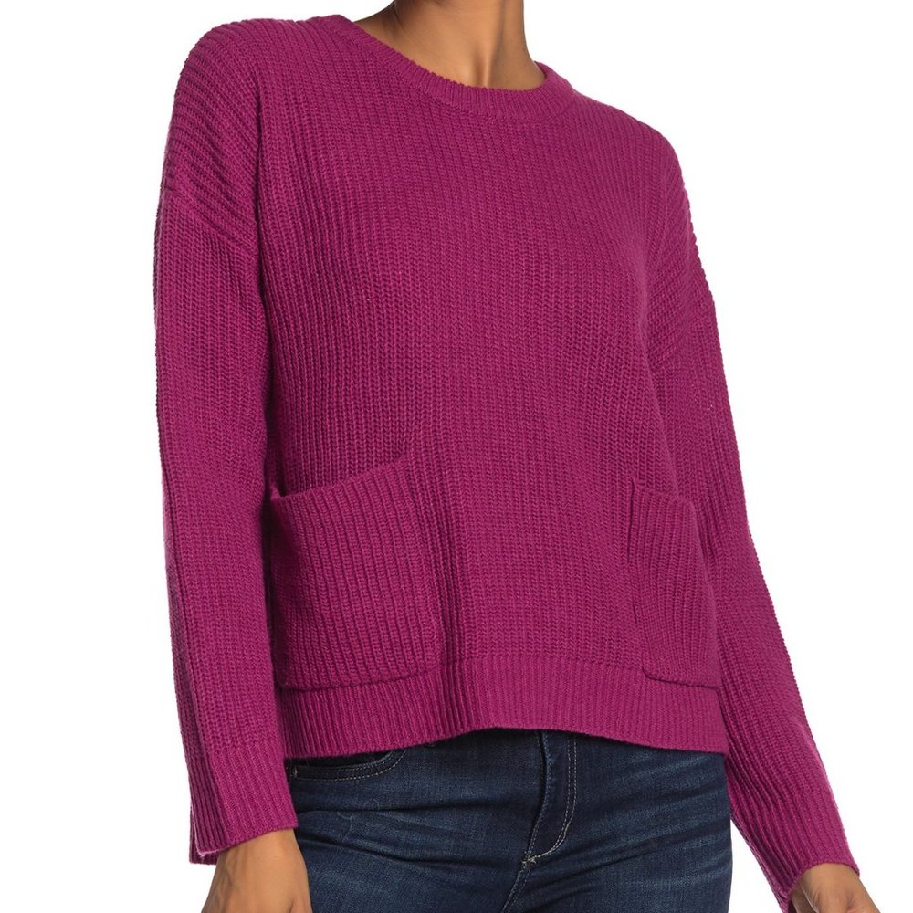 Nordstrom Magenta Crewneck Knit Sweater